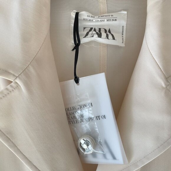 Zara Collection Cream Belted Jumpsuit Wool XS/S - Picture 6 of 10